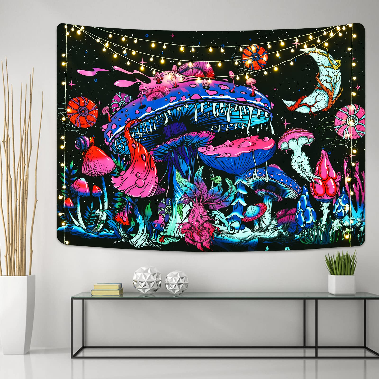 Trippy Mushroom Tapestry Multicolor Home Decor, 59.1"x51.2"