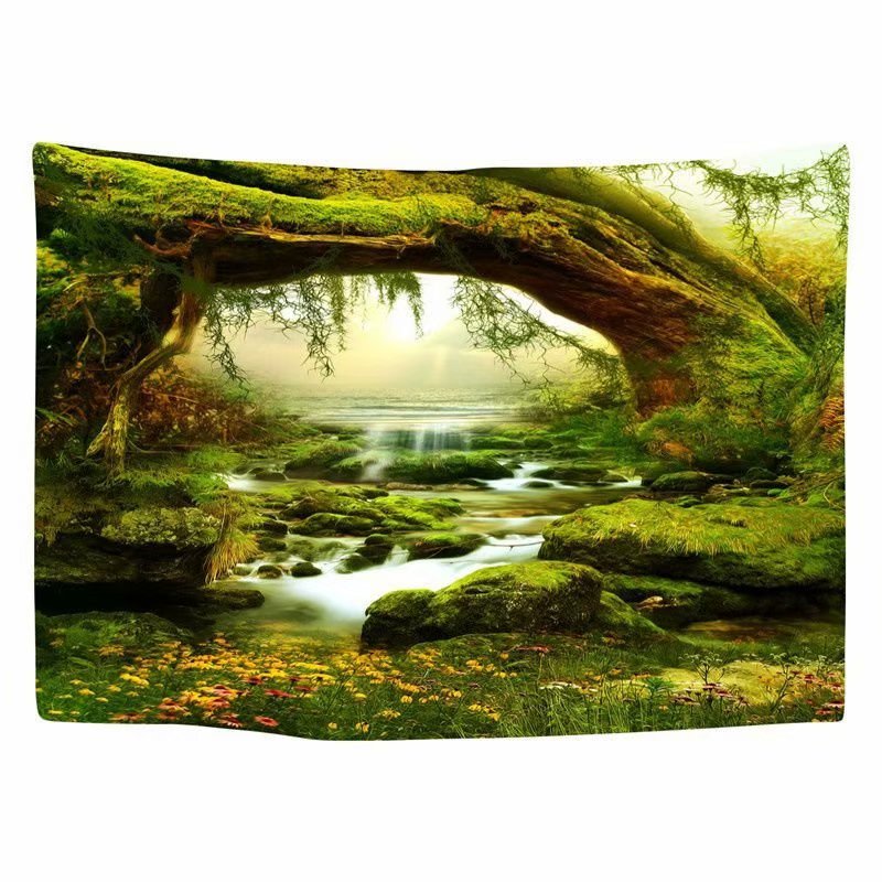 Art Mystic Trees & River Print Tapestry Wall Decor