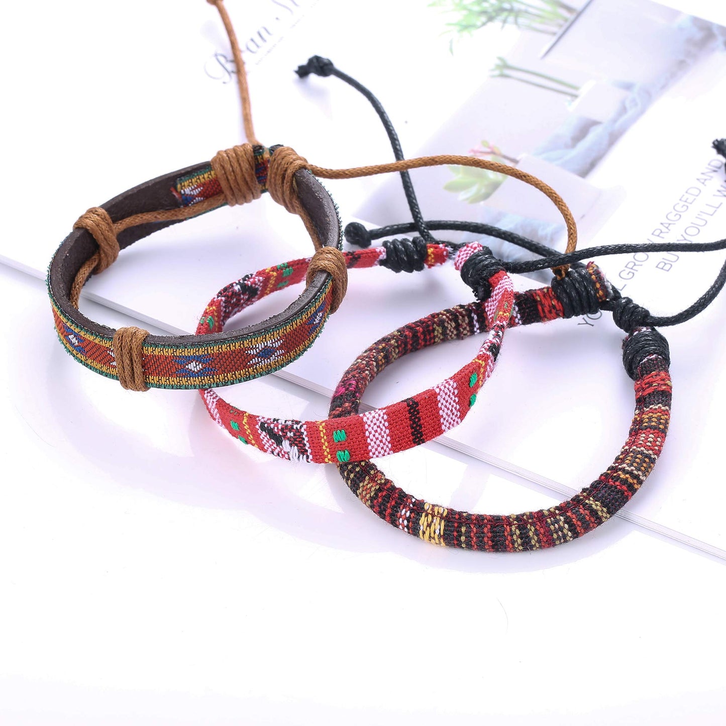 24 Pcs Braided Leather Bracelet Set