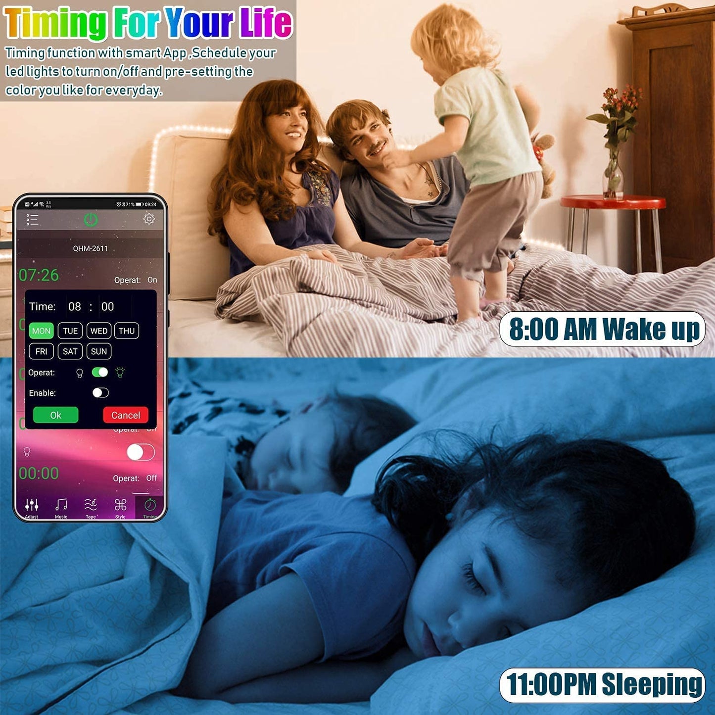 LED Strip Lights 32.8ft-Roll, Music Sync Color Changing 5050 RGB Lights,Built-in Mic