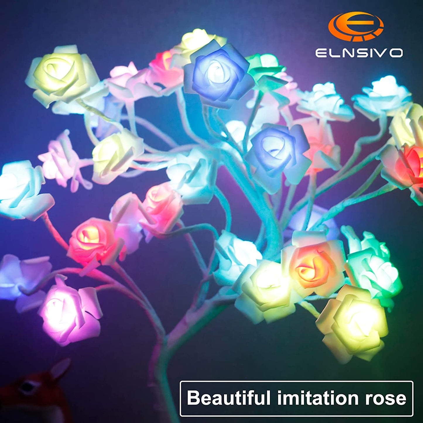 Colorful Rose Lamp Mothers Day Gifts, 18In Color Changing Rose Tree Lamp for Mom