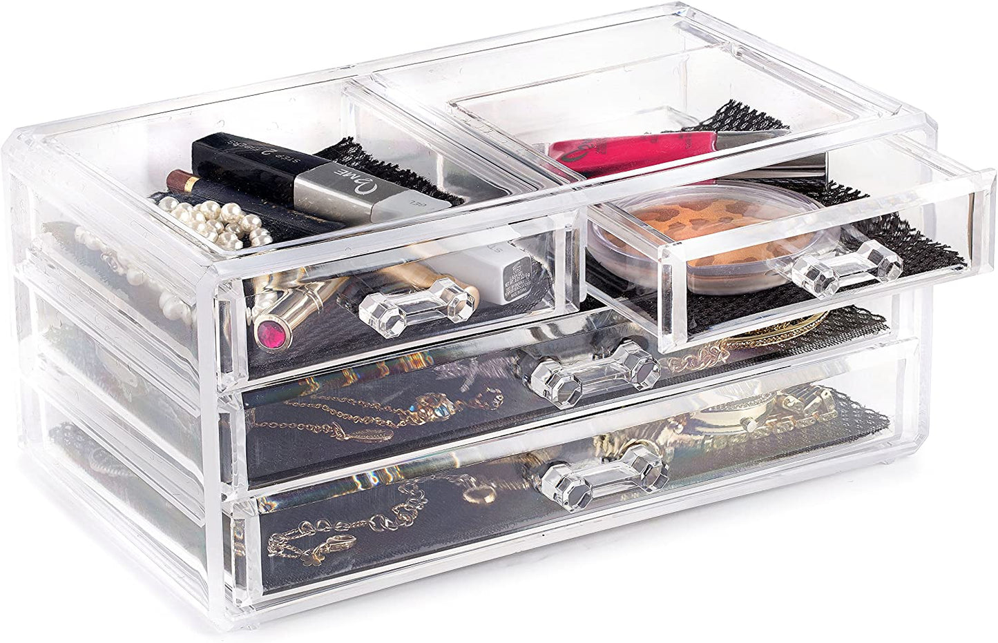 Clear Cosmetic Storage Organizer-Easily Organize Your Cosmetics, Jewelry & Hair Accessories