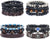 4 Sets Braided Leather Bracelets for Men Women- Cuff Wrap Bracelet