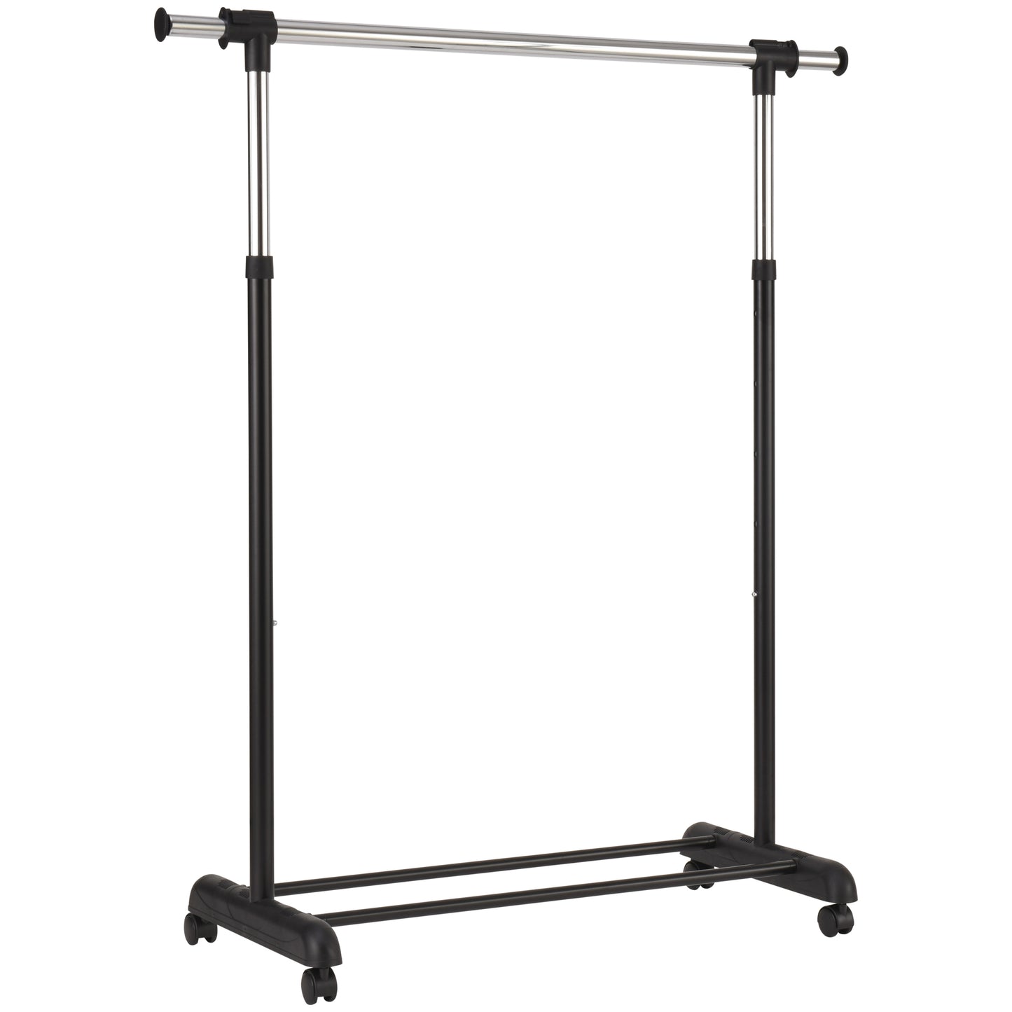 Adjustable Rolling Garment Rack Metal Chrome, Black