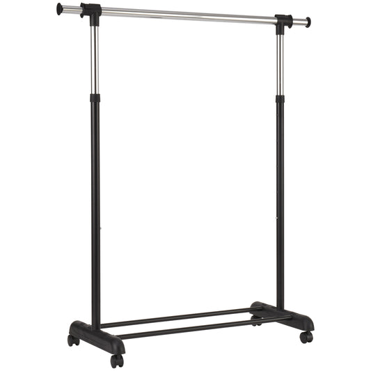 Adjustable Rolling Garment Rack Metal Chrome, Black