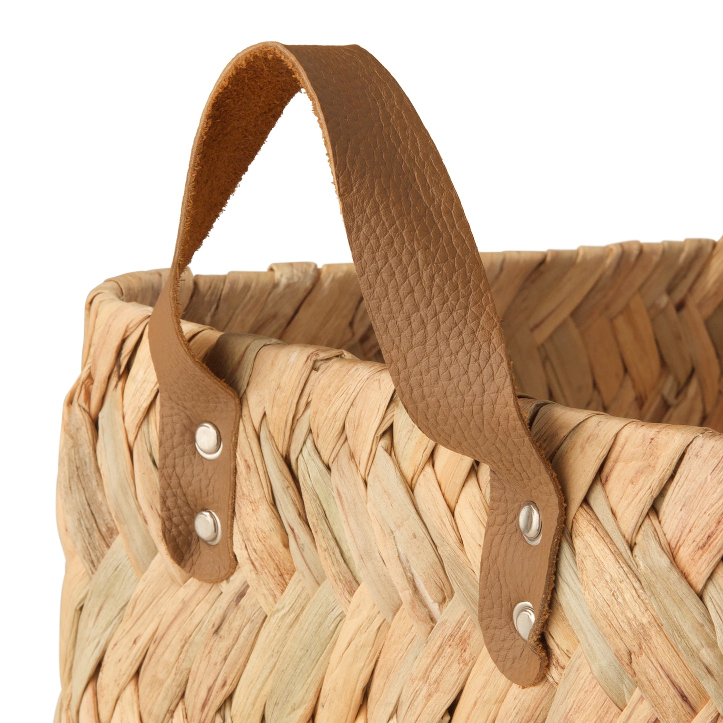 Modern Leather Storage Baskets, Set of 2