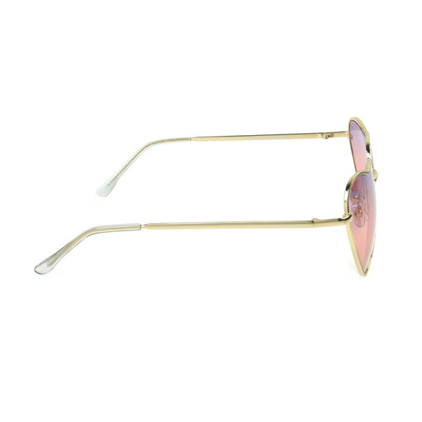 Women's Round Gold Heart Gold Sunglasses