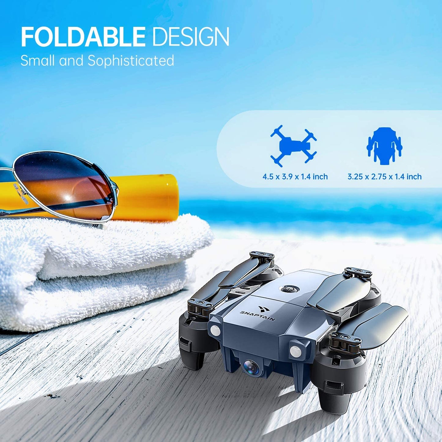 A10 Mini Foldable Drone w/ 1080P HD Camera FPV WiFi RC Quadcopter,Blue