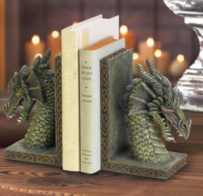 7" Set of 2 Celtic Dragon Bookends Fierce Figurine Fantasy & Legends