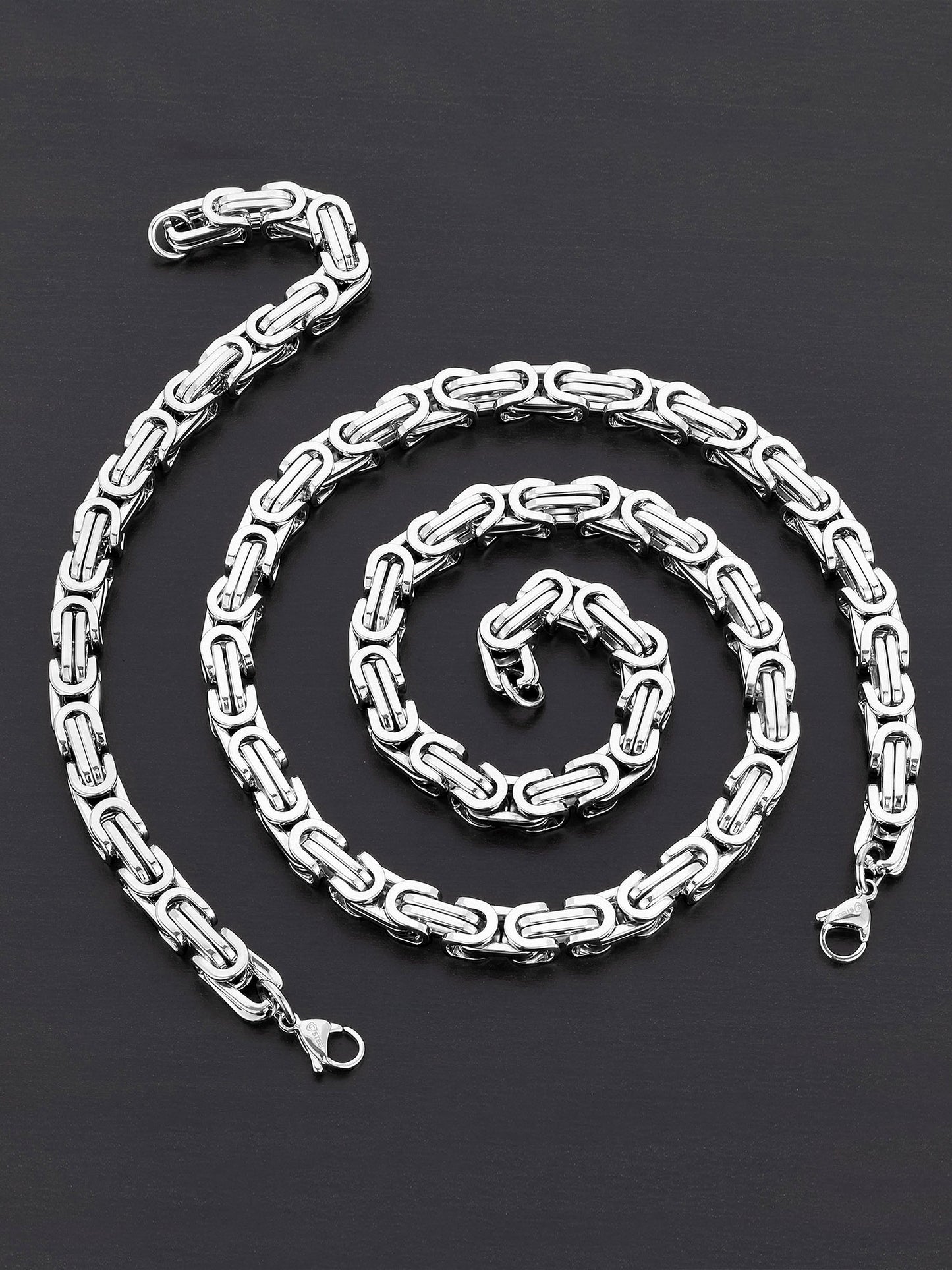 Stainless Steel Chain Necklace (24") & Bracelet (9") Set-Silver for Men