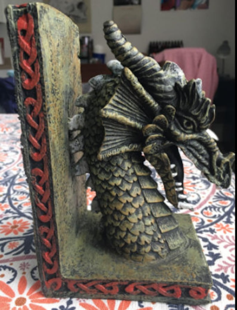 7" Set of 2 Celtic Dragon Bookends Fierce Figurine Fantasy & Legends