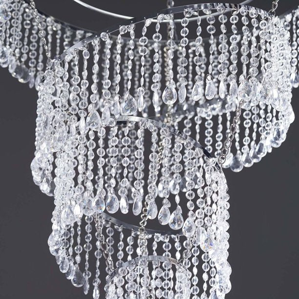 4 Tier Designer Crystal Pendant Lighting Diamond Chandelier Centerpiece - 18" Diameter x 24" Drop