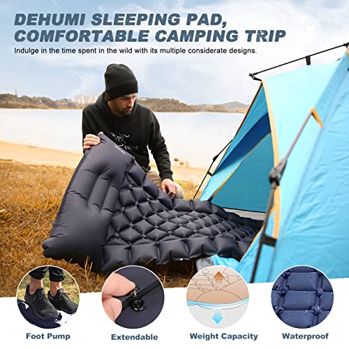 Camping Sleeping Pad - Ultralight Foot Press Inflatable  w/ Built-in Pump