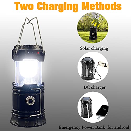 4 Packs Collapsible Solar Portable LED Camping Lantern Waterproof Solar USB Rechargeable