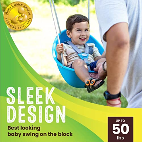 Your Child's First Swing w/ Blister Free Rope & 3-Point Safety Harness