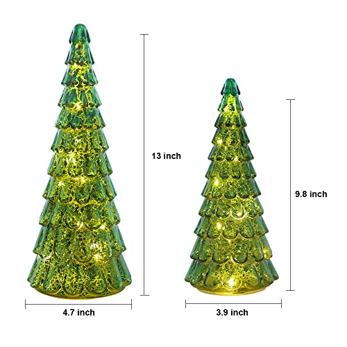 3 pcs Sparkling Glass Christmas Tree w/ LED Lights & Timer