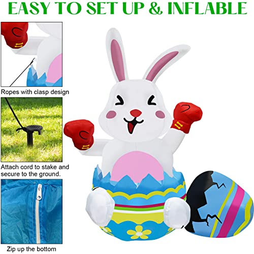 6Ft Easter Inflatable Decorations Easter Bunny & Eggs w/ Build-in LEDs