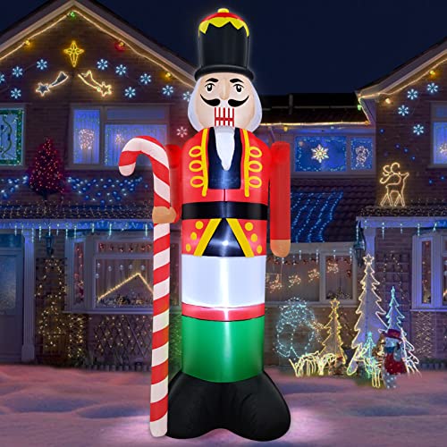 10 Feet Giant Christmas Inflatables  Nutcracker Holds Candy Cane w/ LED Lights