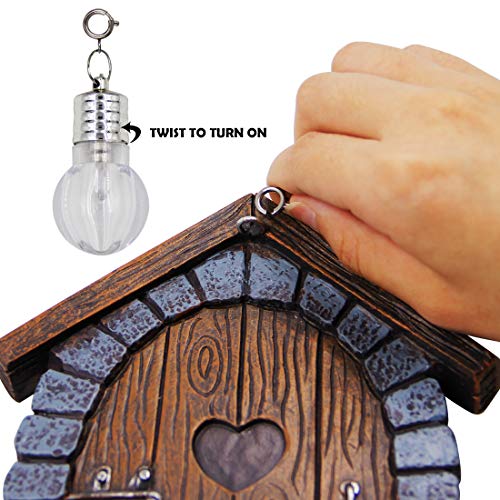 Fairy Gnome Home Miniature Window & Door w/ Litter lamp for Trees Decoration - Glow in Dark