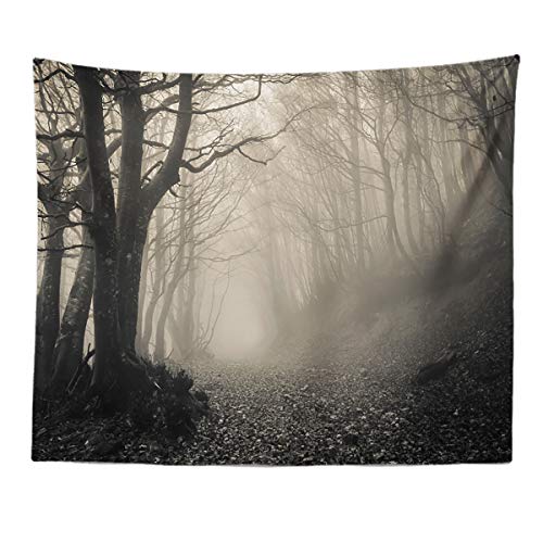 Horror Haunted Forest Tapestry Thick Mysterious Fog Gothic