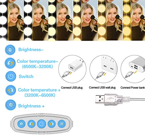 Makeup Vanity Lights for Mirror, Hollywood Style 14 dimmable Bulbs, USB Cable