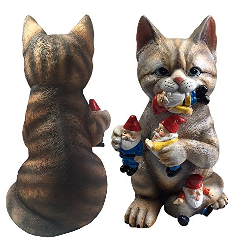 Mischievous Cat Garden Gnome Statue Figurine