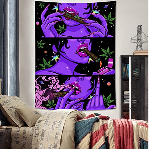 Cool Blacklight Uv Playboy Wall Tapestry for Trippy Bedroom Accessories (Purple, 36"x48")