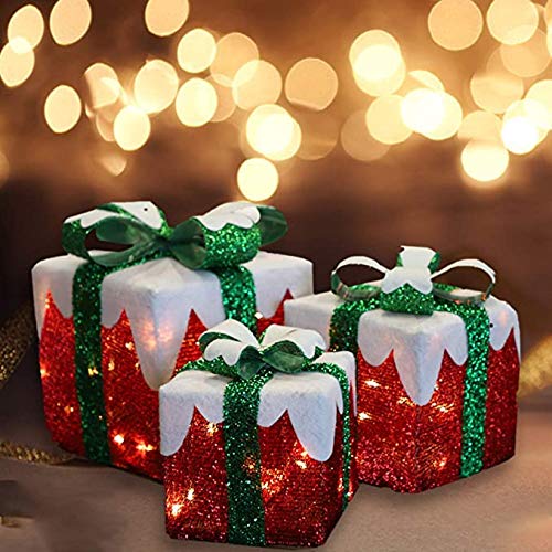 Set of 3 LED Gift Boxes Christmas Decorations