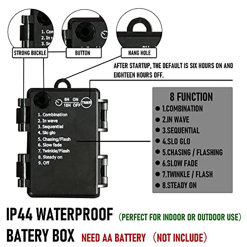 50 LED Battery Operated 16ft Christmas Lights Decoration