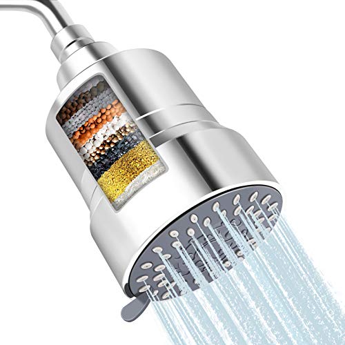 High Pressure Shower Head Filter, 2-IN-1 15 Stages High Output Softener Showerhead w/ Filter Cartridge