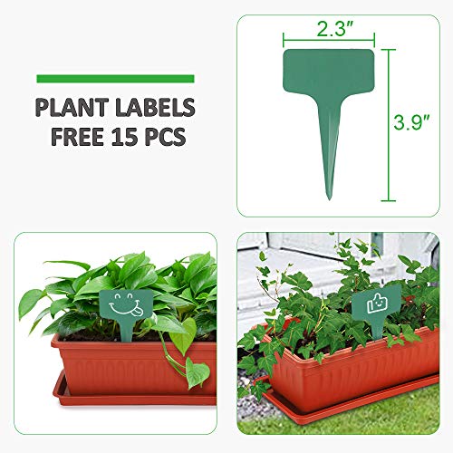 15 Inches Flower Window Box Plastic w/ 15 Pcs Plant Labels