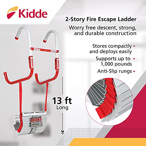 Fire Escape 2-Story Ladder 13-Foot Anti-Slip Rungs, Rope Ladder