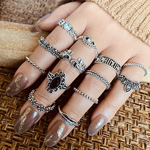 Vintage Silver Knuckle Rings Set for Women