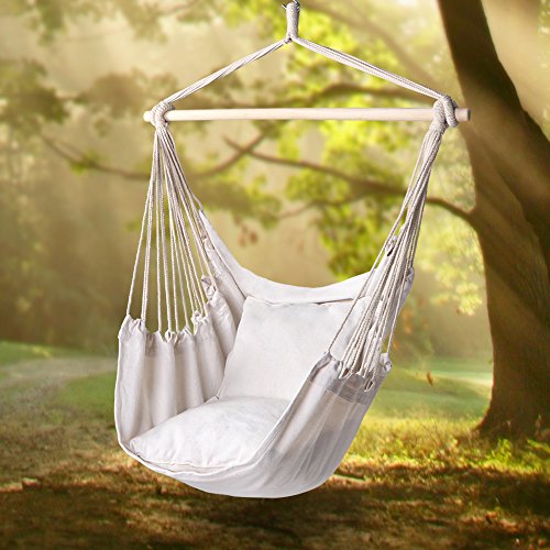 Hanging Rope Swing, Max 320 Lbs, 2 Seat Cushions Included