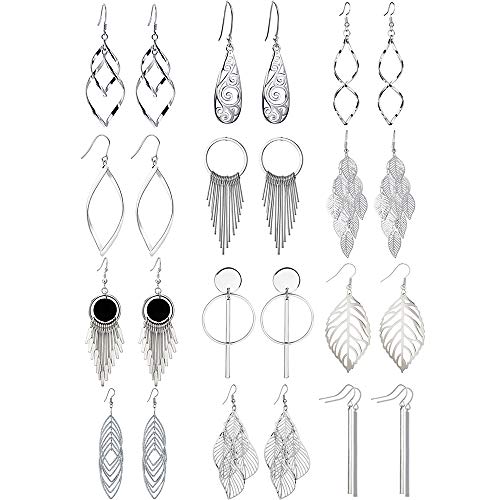 12 Pairs Drop Dangle Earrings boho Fashion Jewelry Vintage Statement Boho Bohemian Earrings Set for Women