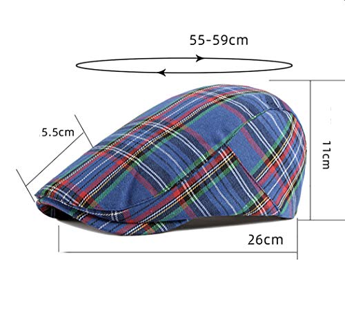 Men Adjustable Colorful Striped Plaid Ivy Newsboy Cabbie Gatsby Cotton Caps