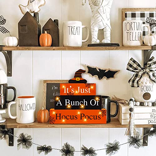 Halloween Wooden Block Sign with Led Lights- It's Just a Bunch of Hocus Pocus Decor