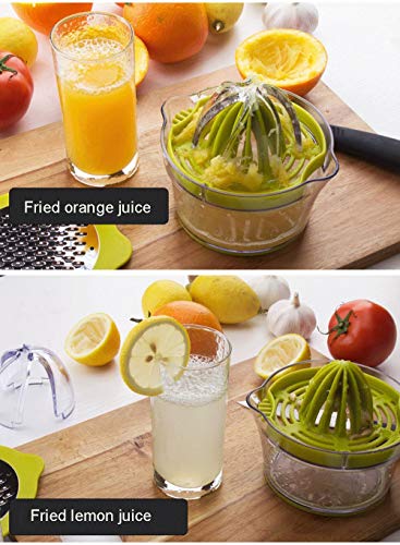 Citrus Lemon Orange Juicer Manual Hand Squeezer w/ Built-in Measuring Cup & Grater