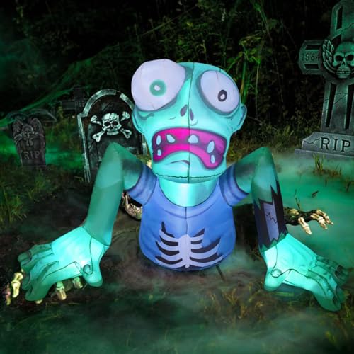 7.5 FT Halloween Inflatables Green Zomb Outdoor Decorations Yard w/ Built-in LEDs