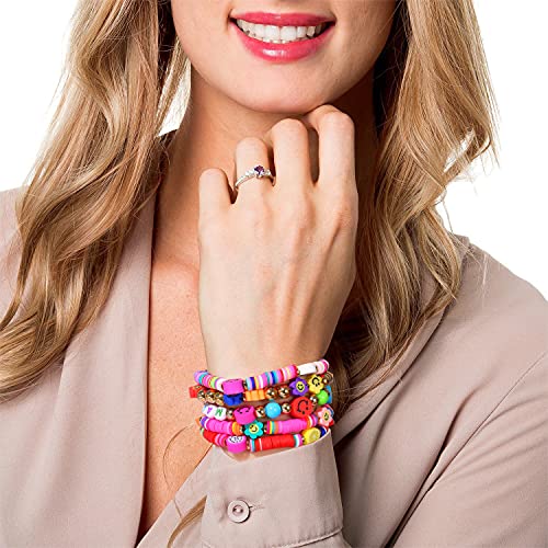 Colorful Beaded Stretchable Rainbow Heishi Stackable Bracelet Set