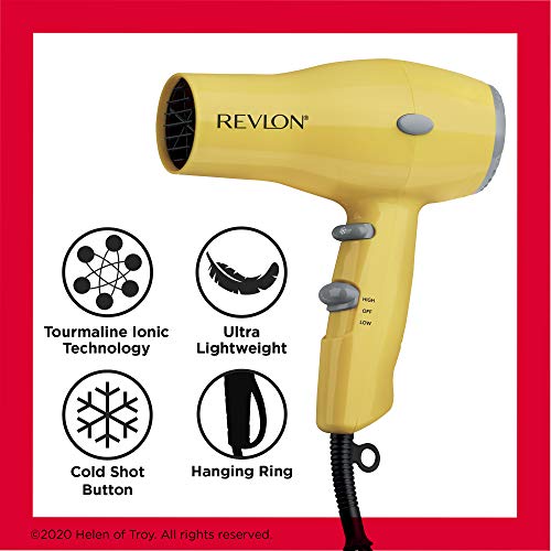 REVLON 1875W Lightweight + Compact Travel Hair Dryer, Black