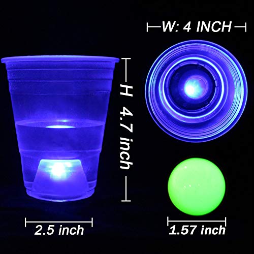 LED Glow-in-The-Dark Beer Pong Party Cup Set, Beer Pong Cups and Balls 22 Set