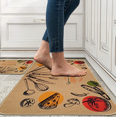 Kitchen Mats Set of 2 Non-Slip Washable