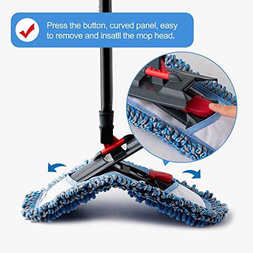 Mop for Floor Cleaning Microfiber for Dry & Wet Tile Floors w/an Extra Chenille Refill Mopping Pad