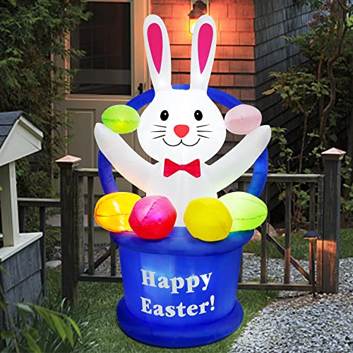 5FT Easter Inflatables top Bunny Decorations with Bright Led Lights for Outdoor