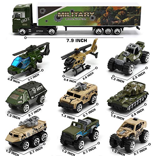 26 Pcs Military Truck w/ Soldier Men Set(2 in 1), Mini Die-cast Battle Car in Carrier Truck, Army Toy