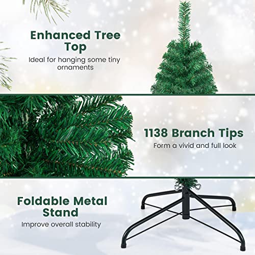 Artificial, Xmas Pine Easy Assembly, Christmas Tree with Solid Metal Legs, Idea for Indoor and Outdoor Holiday