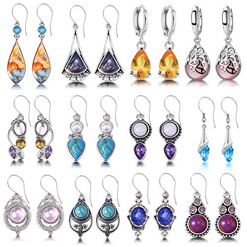 14 Pairs Vintage Teardrop Dangle Earrings for Women