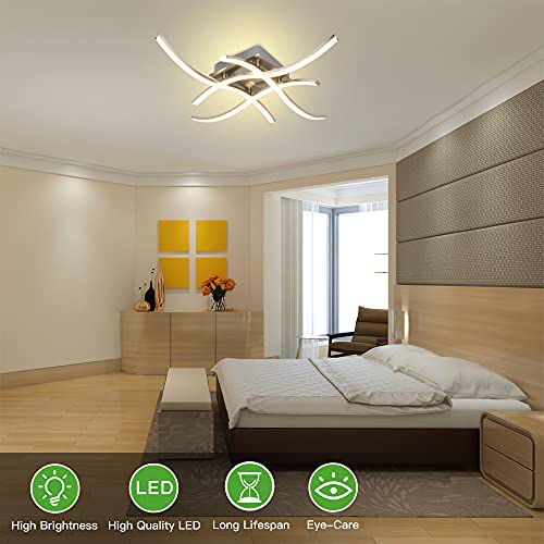 4-Light Modern LED Ceiling Light, 18W Curved Design