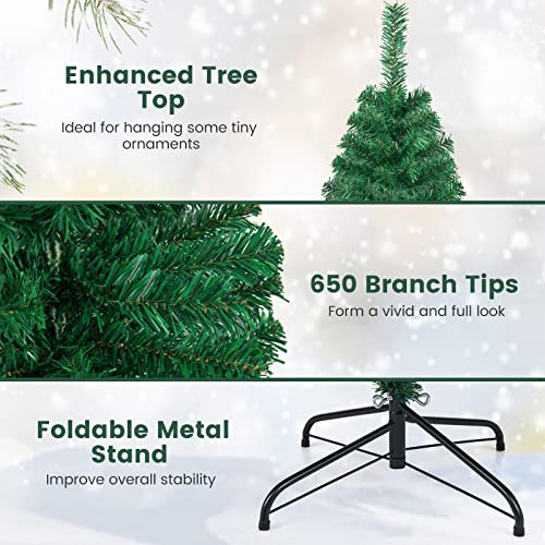 Artificial, Xmas Pine Easy Assembly, Christmas Tree with Solid Metal Legs, Idea for Indoor and Outdoor Holiday